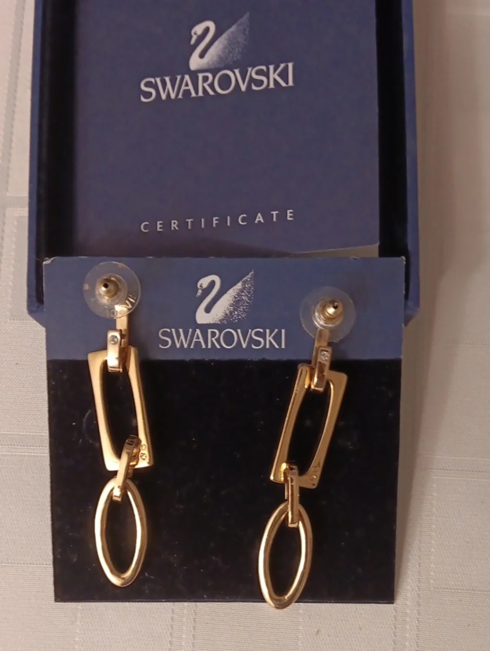Swarovski Gold and Clear Crystal Linked Drop Earrings